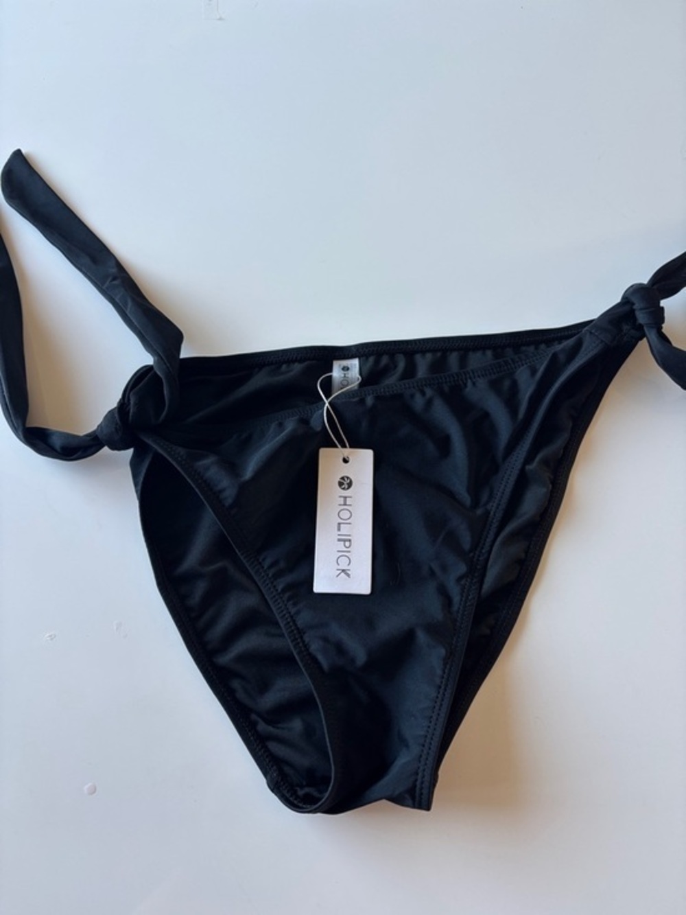 HOLIPICK Women’s Black Tie-Side Bikini Bottom